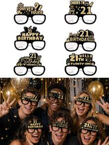 3pcs/2pcs/1pc-21st Birthday Glasses, 18th Birthday Glasses. Cool Birthday Party Glasses - Black & Gold Fun Glasses, Birthday Decoration Glasses, Suitable For Birthday Party Photo Props, Birthday Host Costume, Birthday Party, Birthday Party Decorations, Also Can Be Used As Photo Props. Birthday Hat, Vintage Birthday Party Costume Accessories, Suitable For 18, 21, 30, 40, 50, 60, 70th Birthday Party Atmosphere Decoration, - Multicolor - View 1