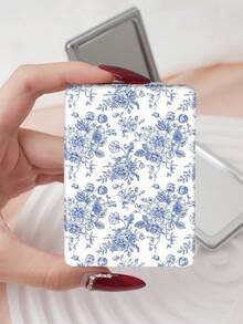 1PC Pastoral British Style Floral Series Portable Vanity Mirror, Foldable Lightweight Ultra-Thin Convenient Hand Mirror, PU Leather, Suitable For Multiple Scenes And All People, Rectangular Small Mirror, Pocket Mirror, Floral Pattern Design, Exquisite And Delicate, Easy To Carry, Handheld Makeup Mirror, 180° Flip Cover, Multi-Functional - Multicolor - View 8