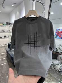 New Women's Short-Sleeved T-Shirt, 180g, 100% Cotton - Versatile Casual T-Shirt With Summer Print For Men - Summer Print T-Shirt For Couples - Unisex - Holiday Gift - 深灰色 - 查看 12