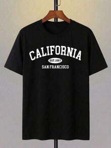 Men's Short-Sleeved T-Shirt With Round Neck And Skull Print, Slim Fit, Casual Men's T-Shirt For Summer - 黑色 - 查看 2
