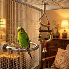 1 pieza Percha ajustable de acero inoxidable para loros, juguete flexible de varios ángulos antideslizante para aves, accesorio de jaula duradero y fácil de limpiar adecuado para loros, cacatúas y todas las aves domésticas - Ver 2