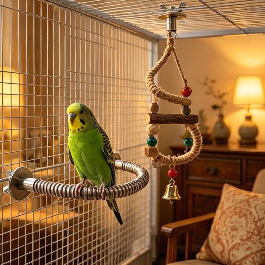 1 pieza Percha ajustable de acero inoxidable para loros, juguete flexible de varios ángulos antideslizante para aves, accesorio de jaula duradero y fácil de limpiar adecuado para loros, cacatúas y todas las aves domésticas