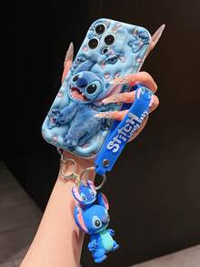 Disney Lilo And Stitch Phone Case : 3D Fluffy Pattern Border Protector Phone Soft Phone Case With A Free Cute Stitch Bracelet Chain Lanyard, Stitch, Lilo, Angel, For Apple 17 Promax 17 Pro 16 15 14 13 12 11 Pro Max XS Max X XR Soft Cover Summer Phone Case - White - View 4
