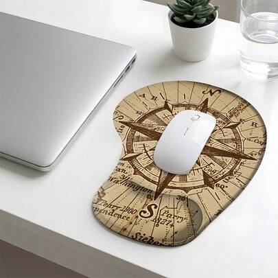 1pc Vintage Nautical Compass Wrist Rest Mouse Pad, Office Anti-Slip Pressure Relief Pad. This Wrist Rest Mouse Pad Features A Distressed Nautical Compass Theme, Exuding A Vintage Exploration Vibe With An Elevated Aesthetic. Designed With Slow-Rebound Memory Foam For The Wrist Rest, It Contours To The Wrist Curve To Effectively Relieve Fatigue From Prolonged Office/Study Use. The Smooth, Wear-Resistant Surface And Non-Slip Bottom Ensure Stability. The Vintage Nautical Theme Design Easily Elevates The Desktop With A Sense Of Adventure, Making It A Practical And Stylish Accessory For Vintage Enthusiasts And Office Workers Alike.