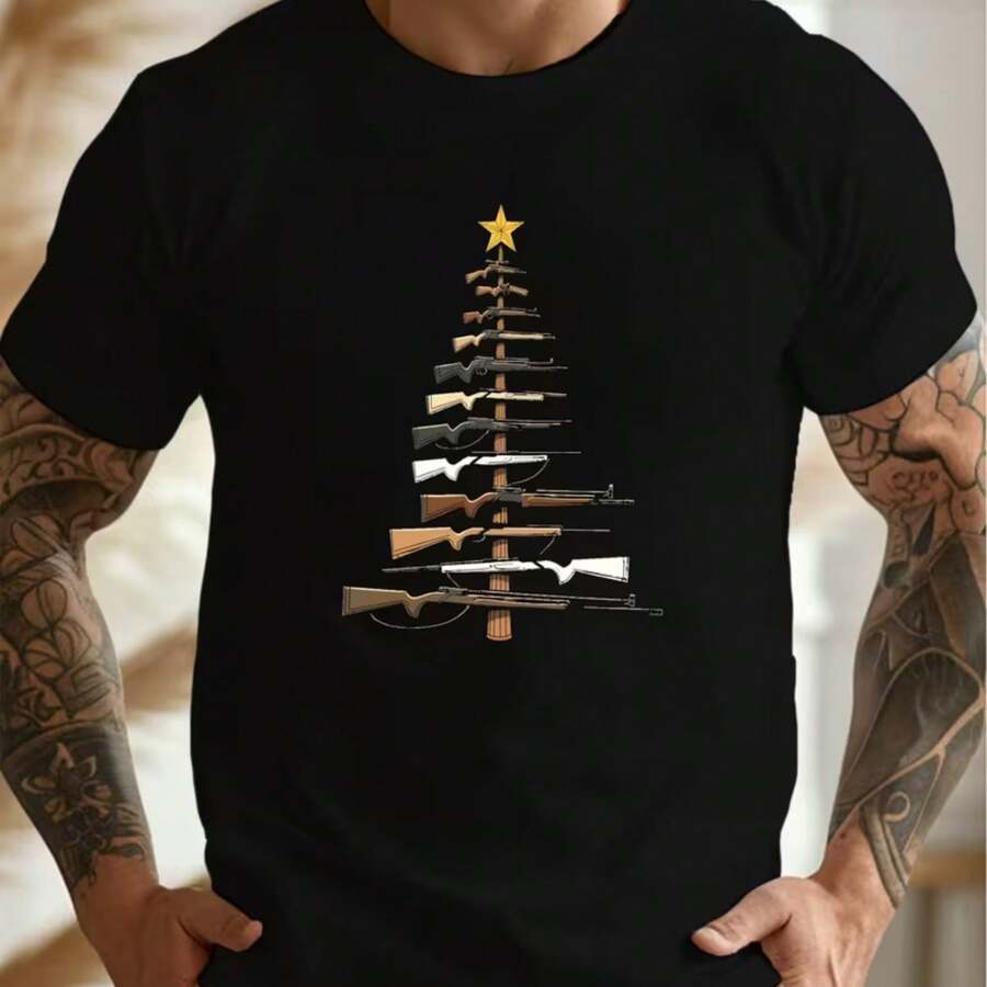 Printed T-Shirt For Men And Women - 黑色 - 查看 1