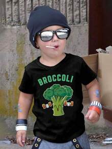 CamisetainformalyCamiseta casual de manga corta para niño, color verde brócoli, versátil, ropa de verano para niños, camisa base. Camisetas con diseños gráficos para niños pequeños adecuadas para el uso diario, camisetas para hombre, camisetas temáticas de primavera 2026, camisetas de Pascua para bebés niñas, ropa de verano. - Negro - Ver 6