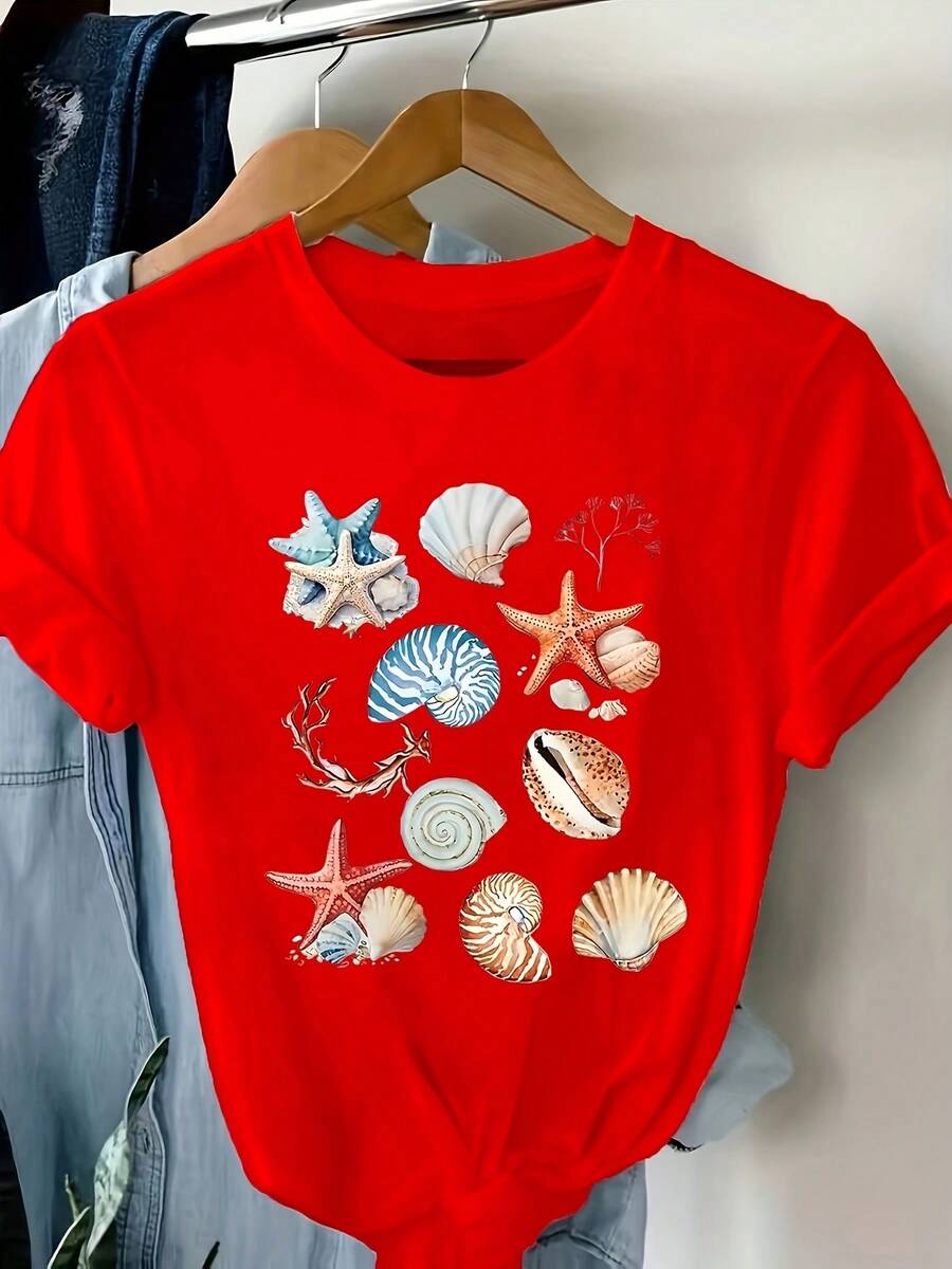 Women's Short-Sleeved T-Shirt - Red - View 1