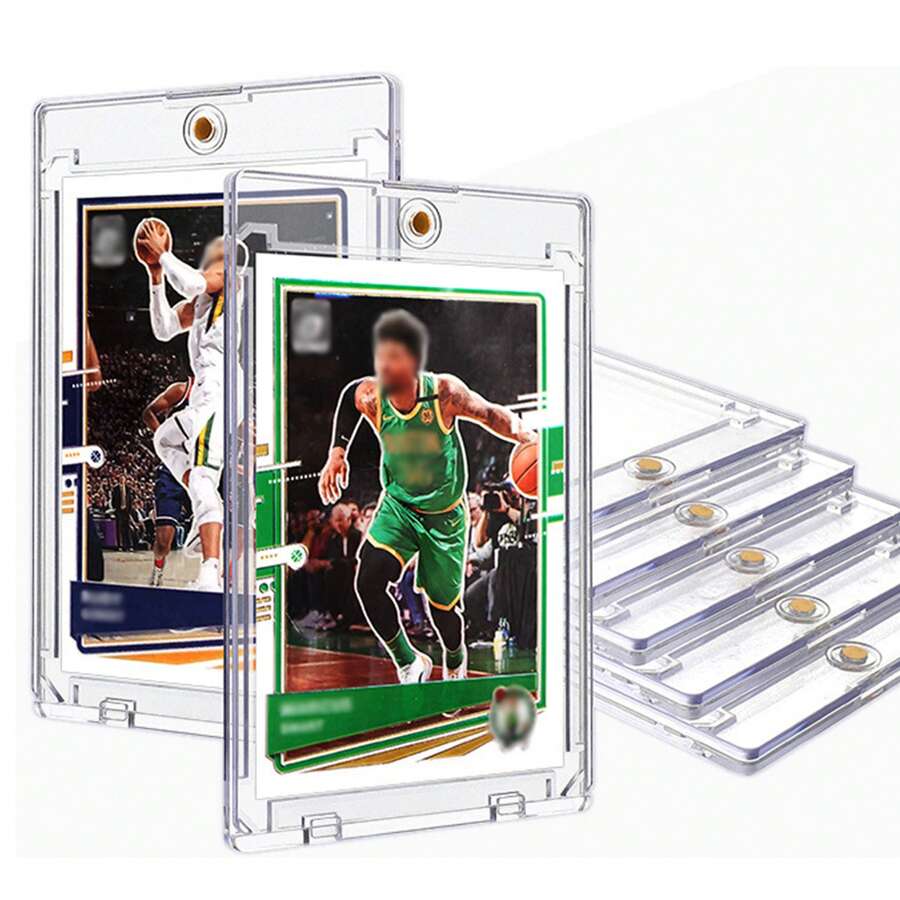 5pcs Magnetic Acrylic Card Bricks - Suitable For Collecting Game Cards, Baseball Cards And Trading Cards. Game Card Bricks, Strong Magnetic Display Holder For Sports Card Collection, Card Storage Hard Acrylic Display Box. Desktop Storage And Display Box.