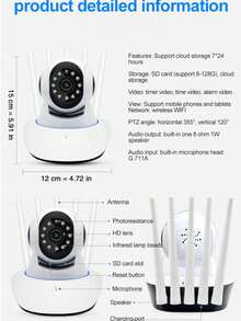 Cámara de IP, P2P WiFi, función de visión nocturna - Blanco - Ver 4