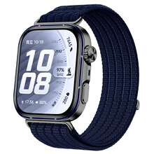 适用于华为 Fit5Pro 的透气编织表带，适用于华为 Watch Fit4Pro 的可调节尼龙表带，适用于华为 Fit5/4/3 的编织尼龙透气表带，男女皆宜，非常适合学生使用。 - 寶藍色 - 查看 3