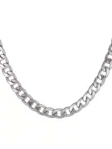 1 chiếc dây chuyền NK tối giản bằng thép không gỉ dành cho nam giới - Bạc - Xem 5