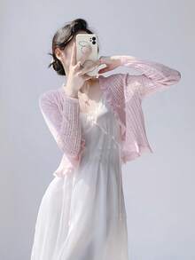 Women Lightweight Cardigans - Pink - View 2