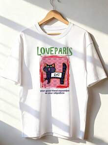 Retro-Style Short-Sleeve T-Shirt,  Short-Sleeve T-Shirt For Spring/Summer 2026, Made In Mexico, 180 Grams. Cartoon Print, Couple Design, Suitable For Indoor Or Outdoor Wear. Crew Neck, Unisex, Ideal For Office And Leisure. One-Piece Pack. - WH-P631577SLNDXZGY557 - 查看 1