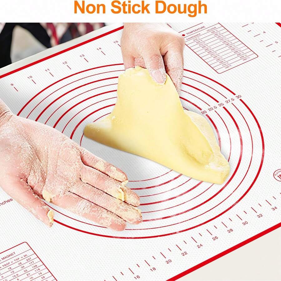 Extra Thick Silicone Baking Mat Non-Stick Pastry Board, Large Non-Slip Dough Rolling Mat With Measurement Markings, Heat-Resistant Reusable Kneading Pad For Bread Pizza Cookies Pastry,  Waterproof Easy Clean Kitchen Baking Tool - View 1