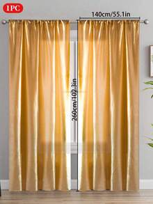 1pc Solid Color Semi-Blackout Curtain, Rod Pocket Design Room Divider Curtain, Suitable For Living Room, Bedroom, Wedding, Party Backdrop Decoration, 70gsm - Multicolor - View 94