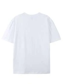 Unisex Casual Cotton Short-Sleeved T-Shirt With Round Neck And Roller Coaster Print, Regular Fit, Men's Sizes Suitable For The Whole Family. - 白色 - 查看 3