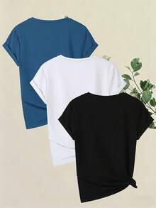 Women's T-Shirts, Women's T-Shirts, 1 Piece Set, Women's Short Sleeve, Short Sleeve T-Shirt With Round Neck And Red Lace Lingerie Print, Spring And Summer Urban Fashion Style, Women's T-Shirt. - 1件白色隨機圖案 - 查看 2
