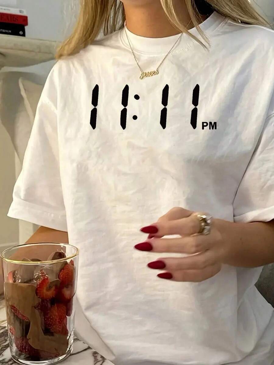 Women's Casual Crew Neck T-Shirt With Stylish Letter Print, Loose Fit, Short Sleeves, Breathable And Comfortable For Casual Outfits, Ideal For Summer Parties, Loose Fit T-Shirt - 白色 - 查看 1