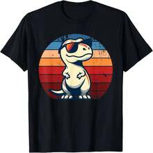Camiseta retro con estampado de dinosaurio Tyrannosaurus Rex para ni?as y ni?os, camiseta de regalo con dise?o original, camiseta divertida. - Negro - Ver 2