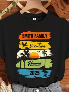 Camiseta personalizada de vacaciones familiares 2025, camiseta a juego para viaje a la playa, sudadera con vibraciones de verano, camiseta "Modo vacaciones activado", camiseta de viaje de verano, regalo conmemorativo de viaje familiar - Negro - Ver 8