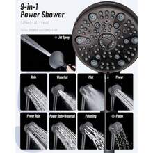 Regadera Manual Filtrada Alta Presión para Agua Dura, con 7 Rociados, Chorro Potente y Pausa, Desmontable y Ajustable, Piel y Cabello Sanos - Bronce Aceitado VMASSTONE -003 - Bronce Envejecido - Ver 4