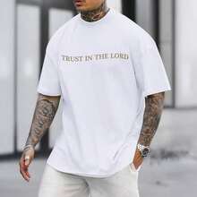 Camisetas Cristianas de Jesús para Hombre, Camiseta de Confianza en el Señor, Fe en Dios, Versículo Bíblico Religioso, Camisetas de Algodón con Diseño Gráfico de Gran Tamaño JFMV - Blanco - Ver 2