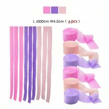 6 cuộn ruy băng giấy màu pastel tươi sáng - mỗi cuộn dài 393,7 inch, màu sắc nhẹ nhàng, ruy băng giấy crepe trang nhã dùng cho trang trí sinh nhật, đám cưới và tiệc tùng, thủ công và các lễ kỷ niệm. - màu hồng tím - Xem 1