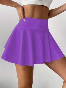 Pantalón falda de tenis de cintura alta blanco, pantalón corto/falda 2 en 1 antideslumbrante para golf/bádminton/fitness con bolsillos, falda pantalón deportiva de verano para yoga, correr al aire libre, nueva ropa de mujer en negro - Morado - Ver 5