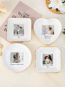 1 chiếc đĩa đựng nhẫn bằng gốm sứ in ảnh cá nhân hóa, khay đựng trang sức khắc chữ cái đầu tên, hộp đựng đồ trang sức nhỏ khắc tên, quà tặng đám cưới, quà tặng tiệc đính hôn, quà tặng tiệc cô dâu. - Nhiều màu - Xem 4