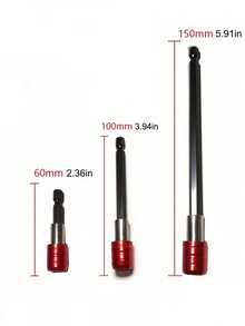 Bộ 3 đầu giữ mũi vít lục giác 1/4 inch có nam châm rút gọn, màu đỏ, dùng để nối dài đầu vít, kèm bộ chuyển đổi đầu tuýp từ tính. - A - Xem 2