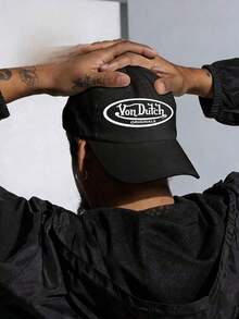 Dutch,1 Cap - Unisex Lettering &Print Hip-Hop Street-Style Baseball Cap Trucker Hat, Dad Hat, Hip-Hop Cap - Ideal For Outdoors, Travel, Hiking - Đen 5 - Xem 3