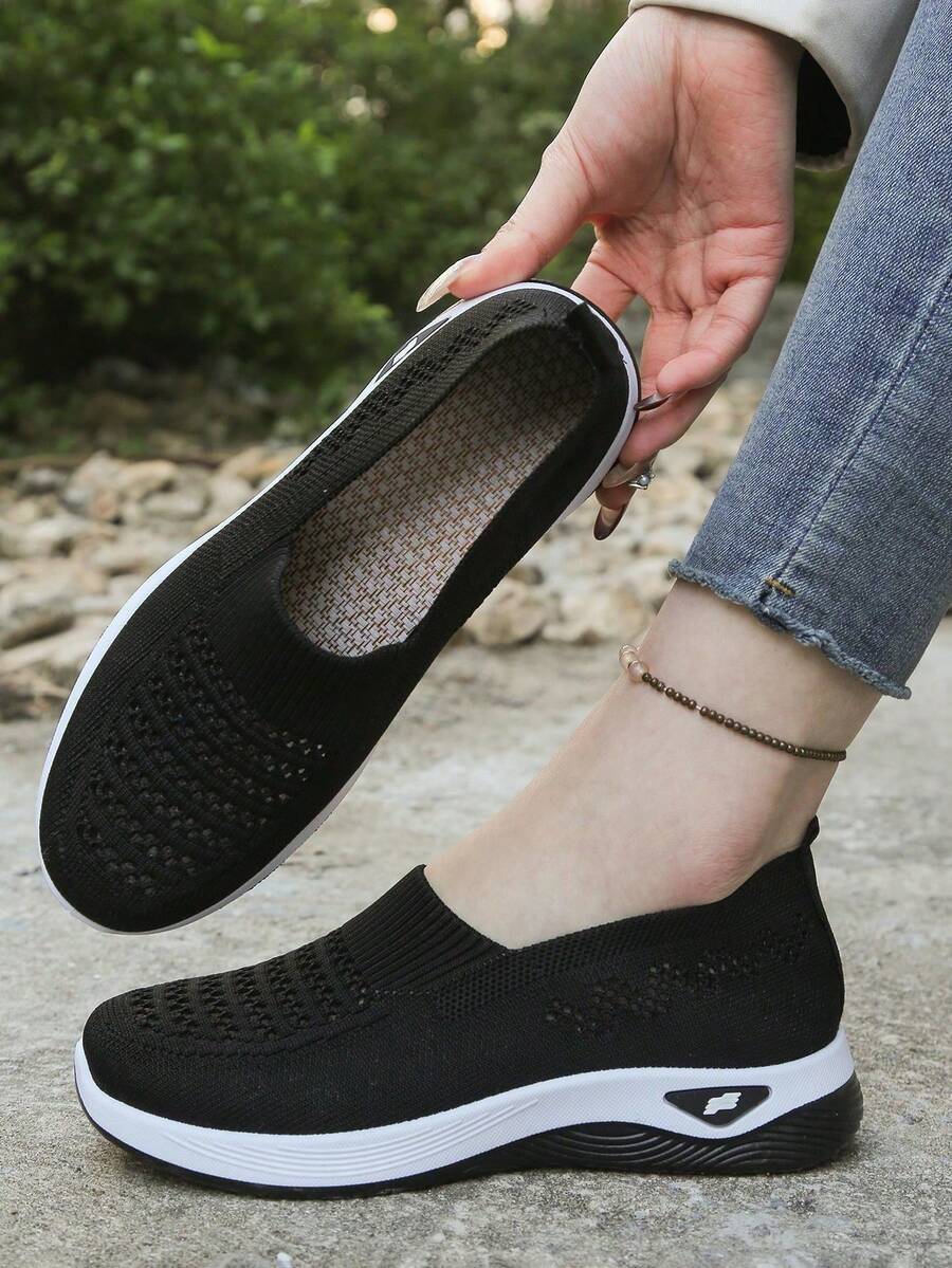 Women's Orthopedic Comfort Slip-On Sneakers - With Arch Support And Skin-Friendly Foam, All-Day Lightweight Walking Shoes, Non-Slip PVC Sole - Suitable For Nurses, Teachers, Standing And Running Errands, Orthopedic Shoes, Exquisite Pressure-Relieving Design, Beautiful Embroidery, Soft Cushioning, Suitable For Long-Term Standing Work Shoes, Casual Women's Shoes - 323 Đen - Xem 1