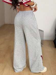 Pantalones largos de pana con textura de moda casual vintage para mujer - Gris 3 - Ver 6