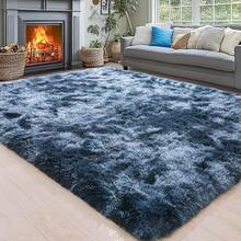 COLLA Area Rug For Bedroom, Fluffy Shag Plush Rug For Living Room, Shaggy Soft Fuzzy Carpet For Dorm Bedside Ultra Cozy Non-Slip Indoor Decor, Tie Dye Blue Grey - Tie-dye Blue-gray - View 6