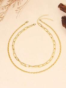 2 piezas Collar de cadena minimalista - Blanco - Ver 4