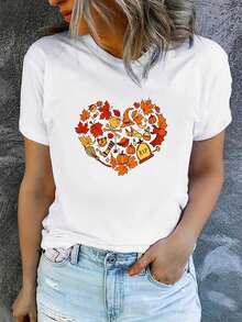 Women's Summer T-Shirt, Short Sleeve And Printed, Modern And Casual, Machine Washable, Comfortable Fit, 2D Flat Print. - White - View 7