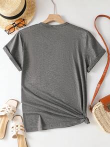Women's T-Shirt, Casual Sports T-Shirt For Ladies, Round Neck T-Shirt, Cartoon Face Design, Cartoon Graphic, Female Graffiti, Artistic Design, Casual Everyday Wear, Unique Expression Pattern, Artistic, Modern, Comfortable, Ideal For All Seasons. - 白色 - 查看 9