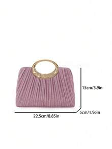 Women's Fashion Sparkling Crystal Diamond Pleated Evening Clutch, Luxury Diamond-Encrusted Formal Wallet, Suitable For Celebrations, Parties, Birthdays, Weddings, As Birthday Gifts, Valentine's Day Gifts, Perfect For Matching With Gowns, Parties, Weddings, Dinners, Dates - Pink - View 8