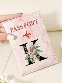 1pc A-Z 26 Letters Fashionable Letter Print Stylish Burgundy Passport Cover, Premium PU Leather Passport Wallet With Multi-Card Pockets For Credit Cards, Boarding Passes, And IDs, Compact And Portable Travel Essentials Organizer For Women, Men - Pink - View 63