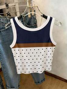 Camiseta de tirantes ajustada de unicolor con contraste para mujer - Multicolor 2 - Ver 2