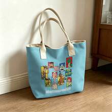 Miniso Túi tote vải canvas Disney Toy Story Adventure Never Stops, màu xanh nhạt, túi đeo vai dùng hàng ngày. - trắng - Xem 7