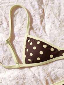 Set de 2 piezas Bikini de tirantes finos con estampado aleatorio para mujer, verano - Multicolor 2 - Ver 4