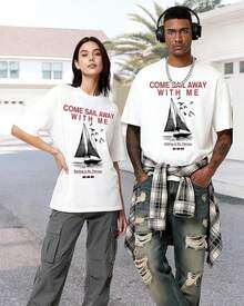 Camisetas Gráficas para Hombre, Manga Corta, Estampado de Surf, Cuello Redondo, Algodón, Casual, Camisetas WAVERIDER para Hombre FTIN - Blanco - Ver 3