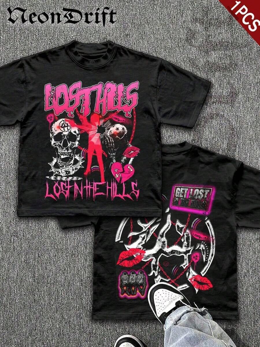 Camisetas unisex casuales de primera calidad, estilo Y2k, regalos divertidos para Halloween, Navidad y Acción de Gracias, con estampados originales. Camisetas de manga corta de algodón puro para hombre, cómodas y transpirables, ideales para uso casual al aire libre y en la calle, con cuello redondo. Una marca de moda de alta calidad, un regalo sorpresa para familiares y amigos. - Negro 2 - Ver 1