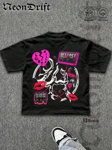 Camisetas unisex casuales de primera calidad, estilo Y2k, regalos divertidos para Halloween, Navidad y Acción de Gracias, con estampados originales. Camisetas de manga corta de algodón puro para hombre, cómodas y transpirables, ideales para uso casual al aire libre y en la calle, con cuello redondo. Una marca de moda de alta calidad, un regalo sorpresa para familiares y amigos. - Negro 2 - Ver 3