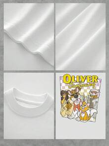 Ilustración colorida de varios animales urbanos mostrando amistad y alegría en una ciudad moderna con ambiente divertido y nostálgico camiseta de mujer  cómoda casual ideal para uso diario - Blanco - Ver 4