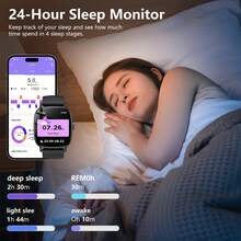GAWSUG Reloj Inteligente Cuadrado de 1.85" para Uso Diario para Hombres y Mujeres, Reloj con Llamadas Bluetooth con Monitor de Salud y Sueño Todo el Día, Rastreador de Actividad Multideportiva para Android e iOS, Regalo Perfecto para Parejas - Ver 4