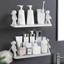 No-Drill Human-Shaped Storage Rack, Bathroom Organizer, Multi-Layer Storage Shelf, Cosmetic Storage Box, Creative Wall-Mounted Figure Storage Rack, Kitchen & Bedroom Home Decor Shelf, Plastic Material, Suitable For Bathroom Storage & Home Decoration - Multicolor - View 7