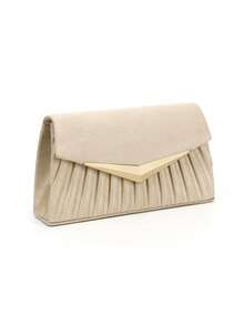 Apricot Envelope Design Party/Wedding Clutch Bag, Women's Chain Shoulder Handbag, Velvet Fashion Wallet - Apricot - View 4