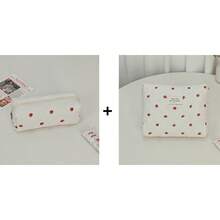 Stylish Quilted Strawberry Dot Design Makeup Pouch, A Fashionable And Portable Storage Solution. This Multifunctional Bag Offers Ample Space For Travel Essentials, Including Toiletries, A Tote For Your Phone, And Compartments For Coins And Small Items - Multicolor - View 17